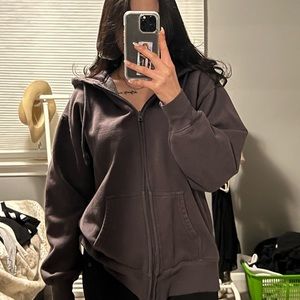 Aritzia Cozy Fleece Boyfriend Zip - DISCONTINUED COLOUR GD INKY GREY